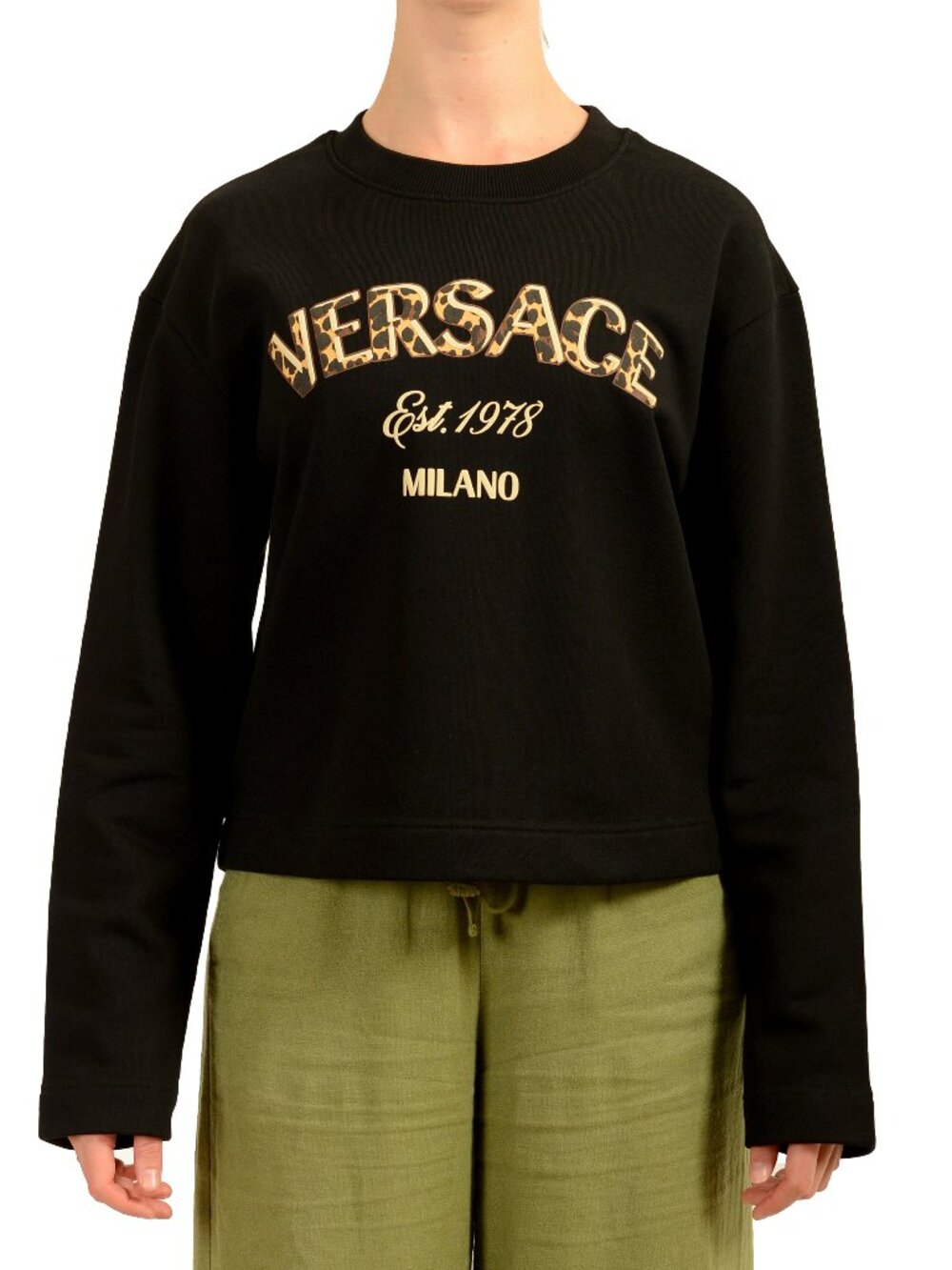 Versace Women's Black Logo Print Sweatshirt Hoodie Sweater US S IT 40
